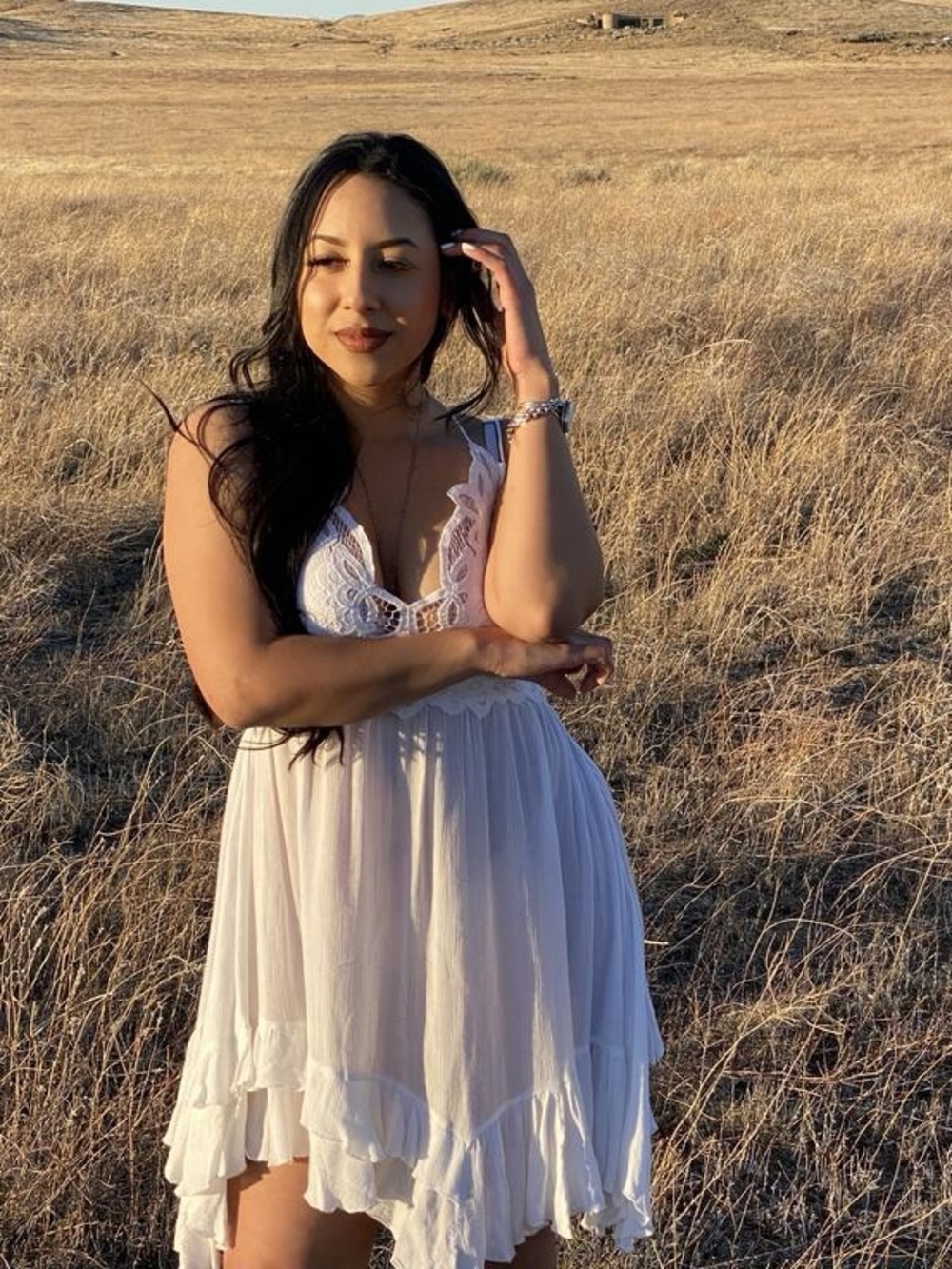Free People One Adella White Lace Slip Dress with Ruffled Hem